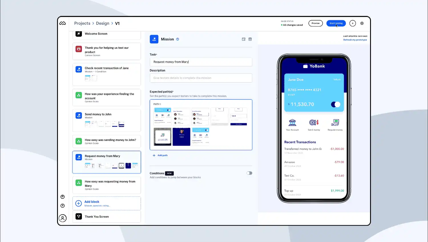 Maze A/B testing results example